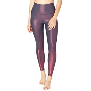 Beyond Yoga Spot On High Waisted 7/8 Yoga Leggings L burgundy/navy metallic dot
